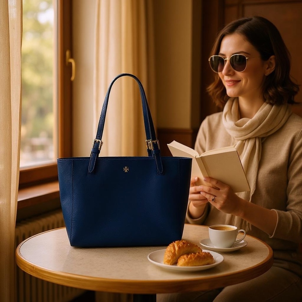 Tory Burch York Double Buckle Tote Bag EUC - Picture 3 of 12